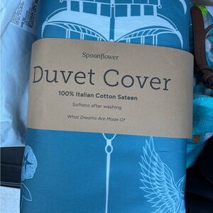 Blue Duvet Cover - 100% Italian Cotton Sateen